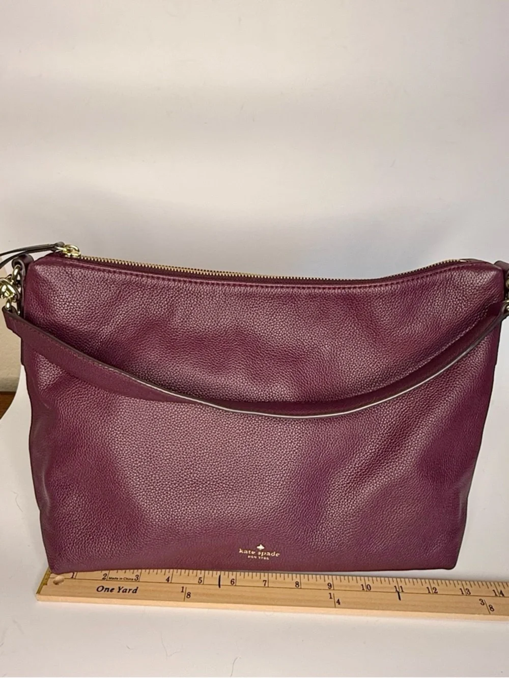 Kate Spade Pebbled Leather Hobo Bag – Deep Plum/Purple – Gold Hardware